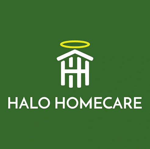 Halo Homecare logo with green background.